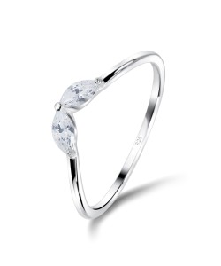 Wing Shaped CZ Stone Silver Ring NSR-4070